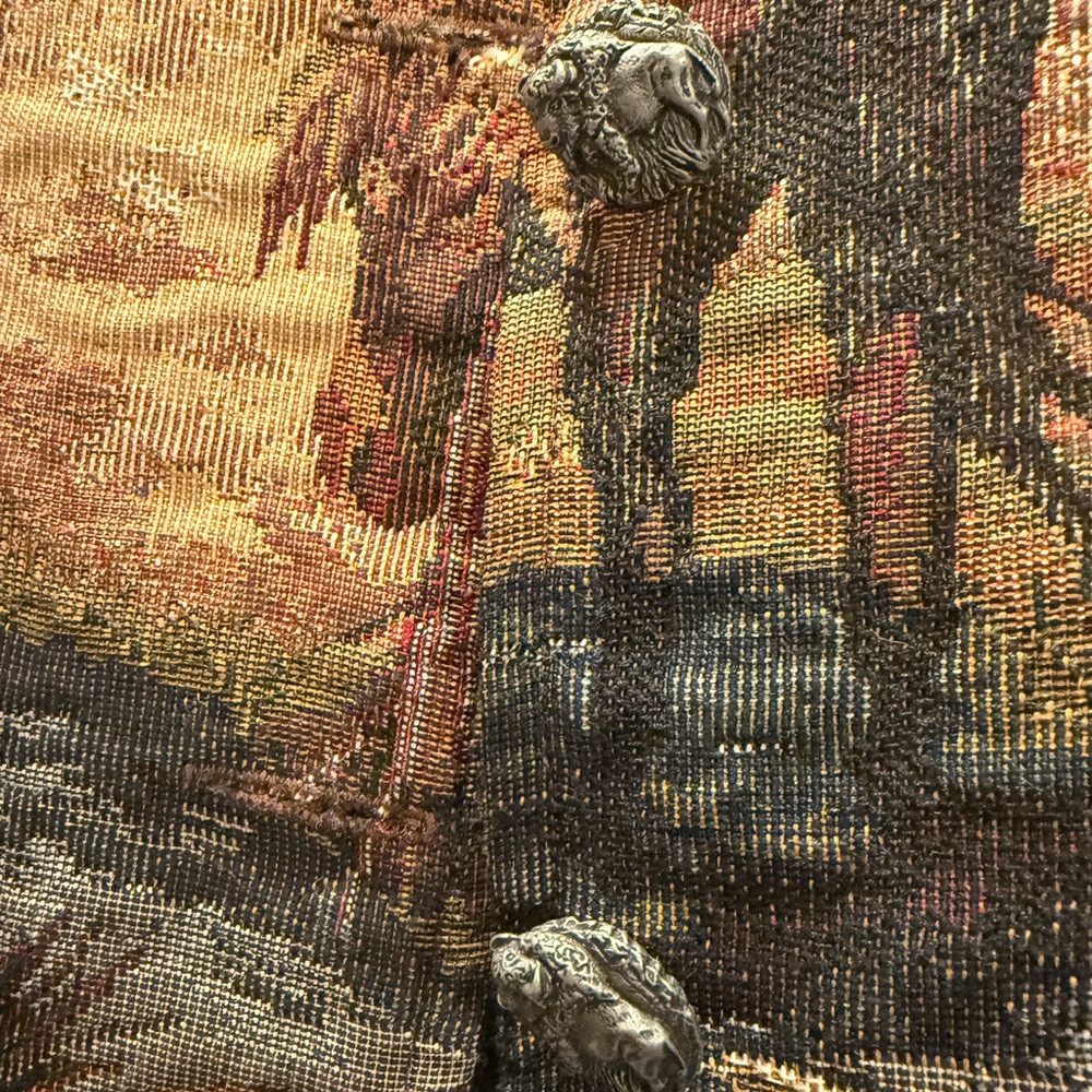 Longhorn Western Themed Vest with Brown and Green Tones - Picture 5 of 9
